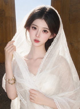 白色棉麻沙漠防晒丝巾披肩女外搭
