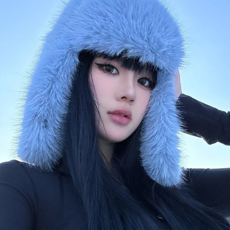 冬季女士加厚护耳雷锋帽看雪必备
