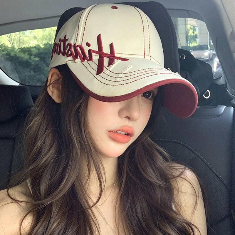美式复古棒球帽子女款显脸小图片