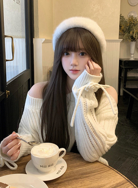 毛绒绒兔毛白色贝雷帽子女2025新款冬季氛围感大头围显脸小画家帽