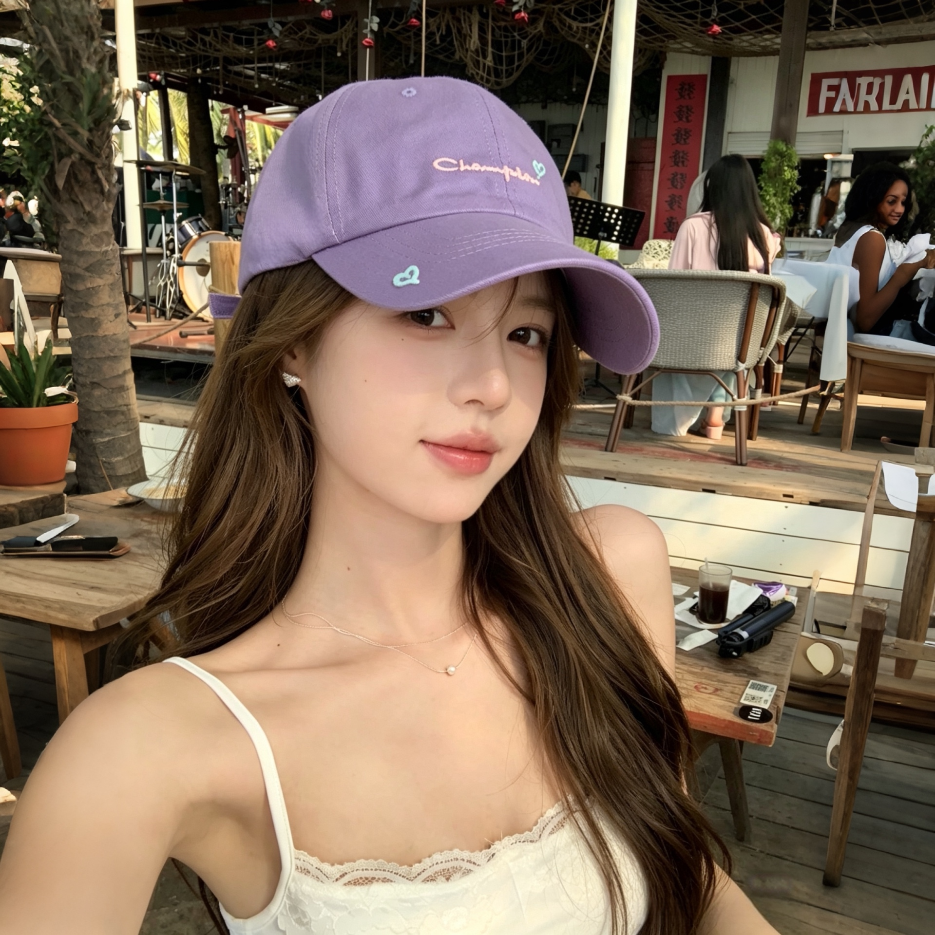 紫色字母鸭舌帽女大头围显脸小