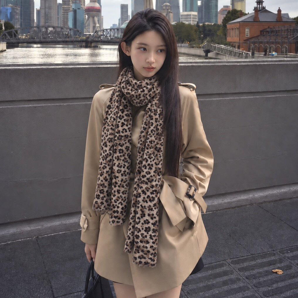 棕色豹纹围巾女款2026新款