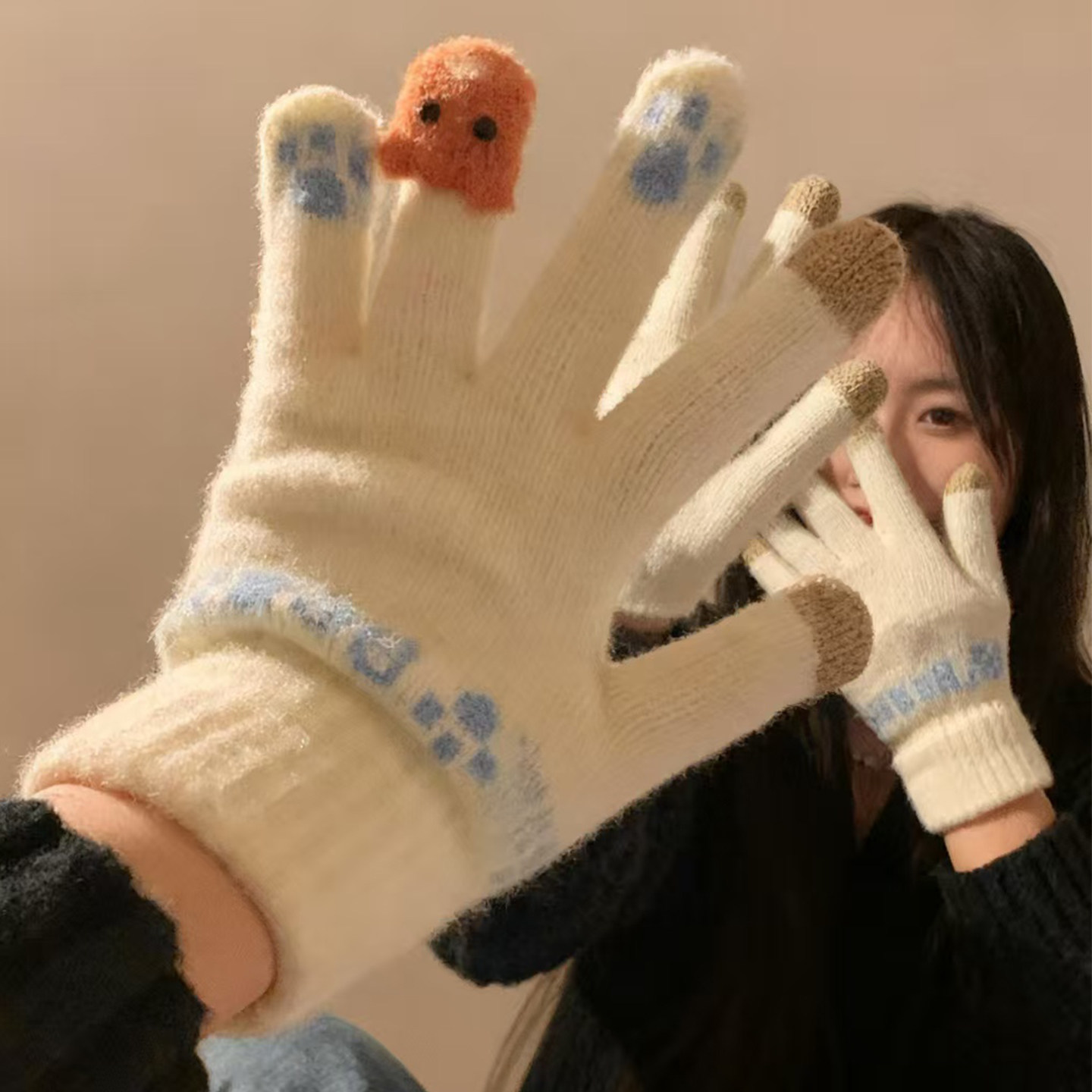 卡通触屏针织手套保暖可爱双在线