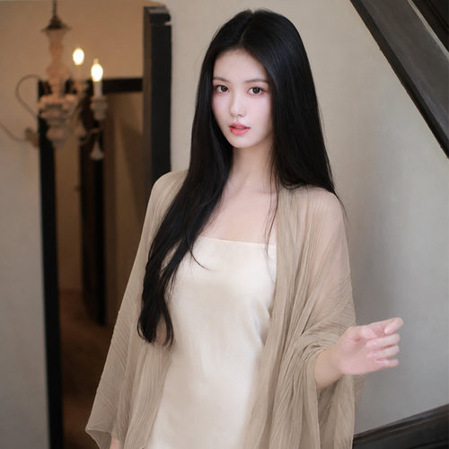 高级感裸色防晒丝巾披肩女外搭