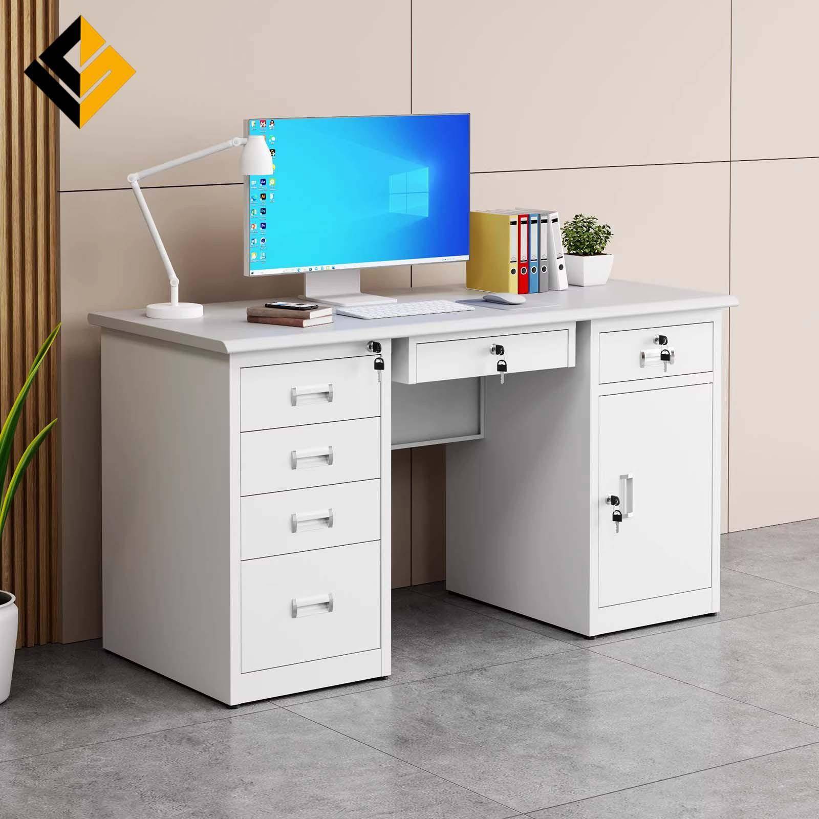 办公桌钢制带抽屉财务主管员工工作桌写字桌单人位带锁电脑桌书桌