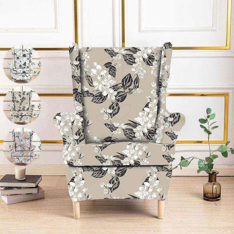 2pcs印花氨纶柔软贴合老虎凳椅子套可水洗家具保护套带弹性底部