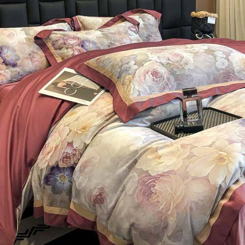 （总）2024新款轻奢高级感50S全棉数码印花长绒棉四件套1.8m床单