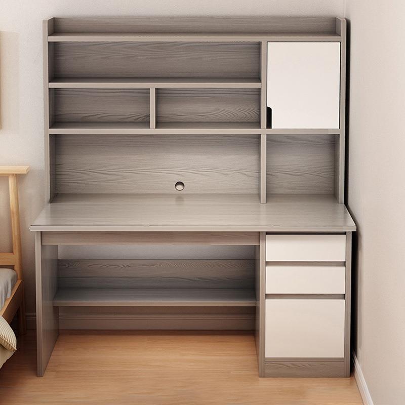 书架一体台式电脑桌书桌带书柜写字桌卧室办公桌学生家用学习桌子