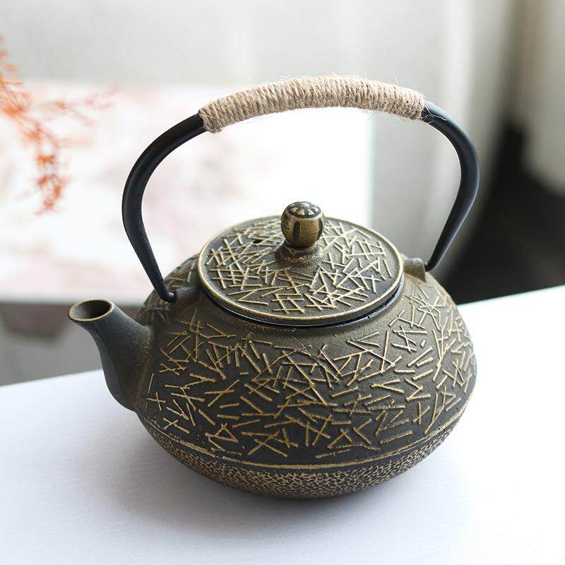 复古铸铁壶烧水壶茶壶茶杯茶具组合摆件中式茶室样板房博古架饰品