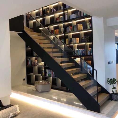 2024新款不锈钢拉丝钛金扶手钢化玻璃楼梯护栏家用轻奢风格安全