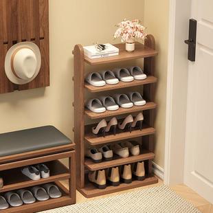 门口鞋架小型窄款家用入户室内简易多层鞋柜全实木收纳鞋子置物架