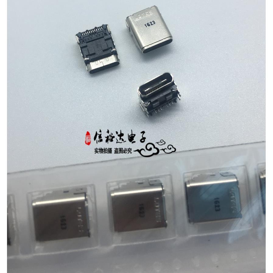 LOTES进口 USB3.1 TYPE-C手机尾插母座 90度焊板 无边双向母头24P