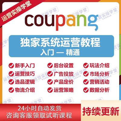 Coupang韩国跨境电商视频教程 酷胖实操运营课程库胖新手外贸教学