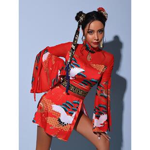 中式舞蹈服装套装性感爵士服装成人团体舞蹈服装女性团体表演服装