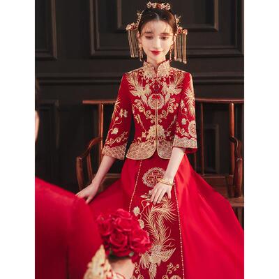秀禾服2025新款新娘中式礼服结婚嫁衣出嫁敬酒服冬季长袖款秀和服