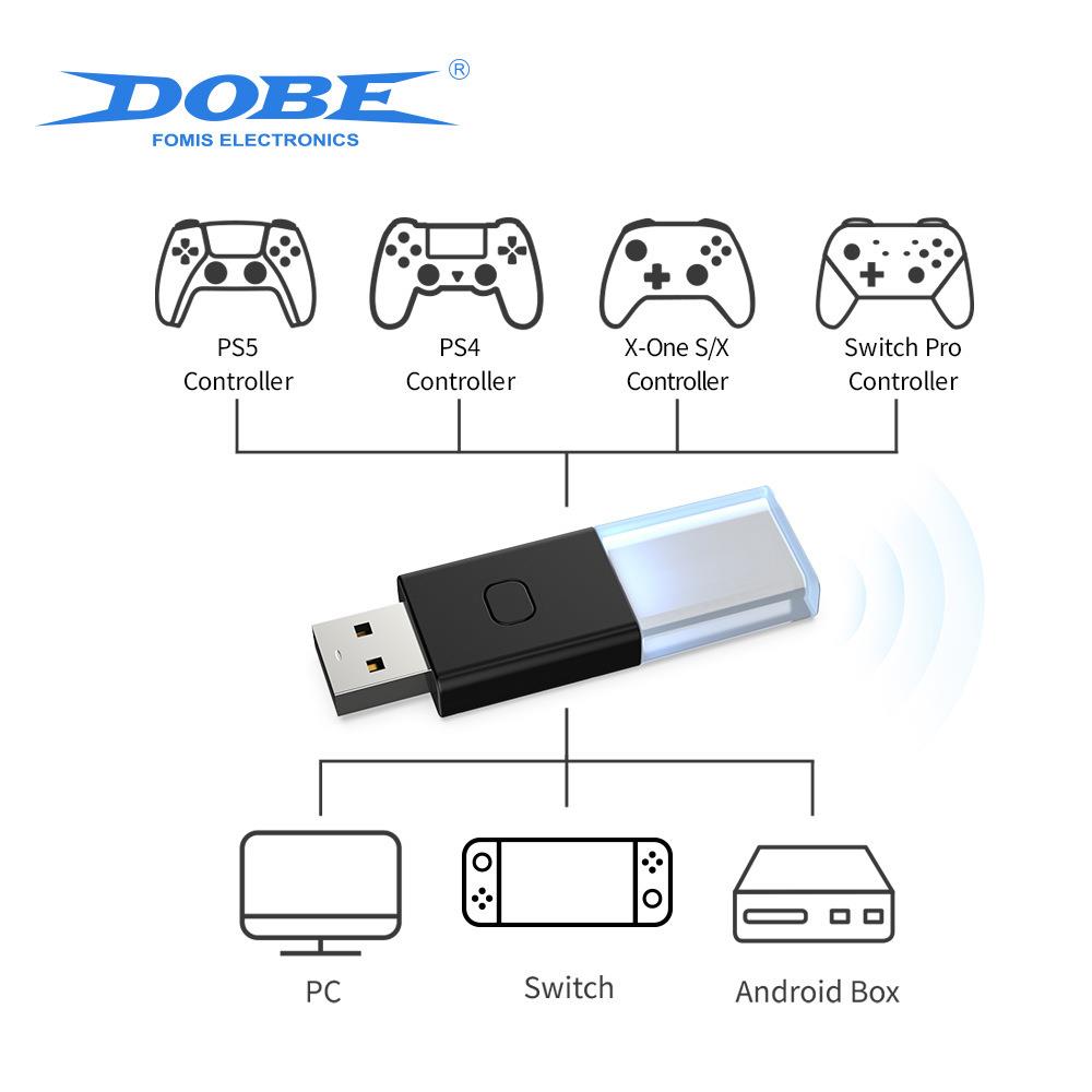 PS5/PS4/XboxOne S/NS Pro手柄转换器蓝牙适配器连接PC无线接收器
