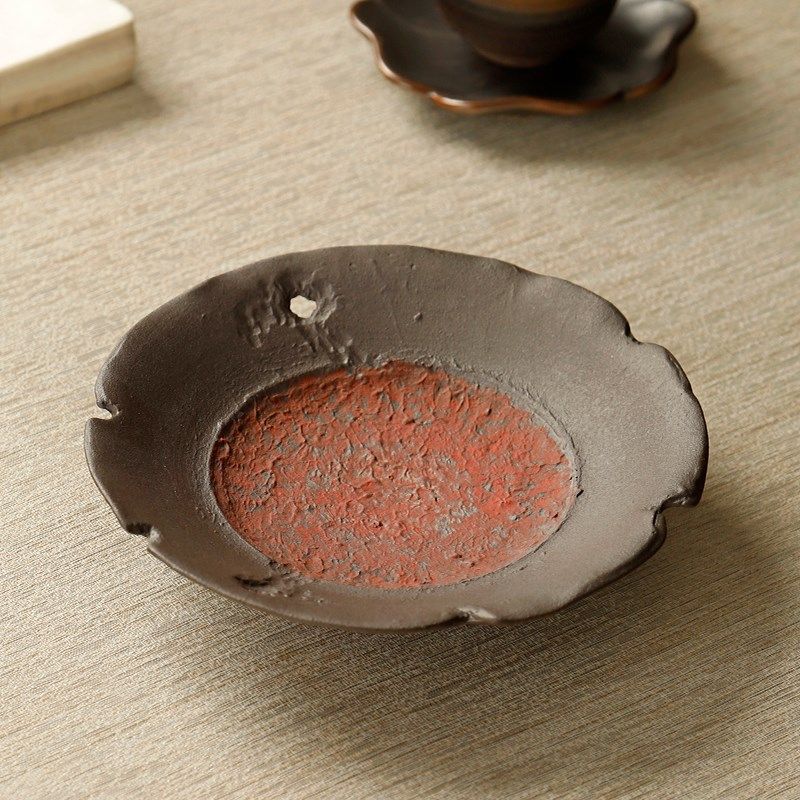 速发粗陶复古藤编壶承盘泡台茶盘托干紫砂壶储丝底座水瓜络茶壶垫