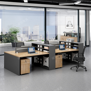 速发家具桌员办公桌财务室员工位卡座组四6双人屏风电脑职椅4