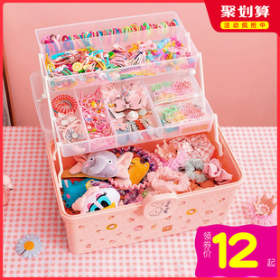 速发盒童发饰收纳盒大容量发圈发头发夹首饰盒宝宝头绳筋卡饰儿子