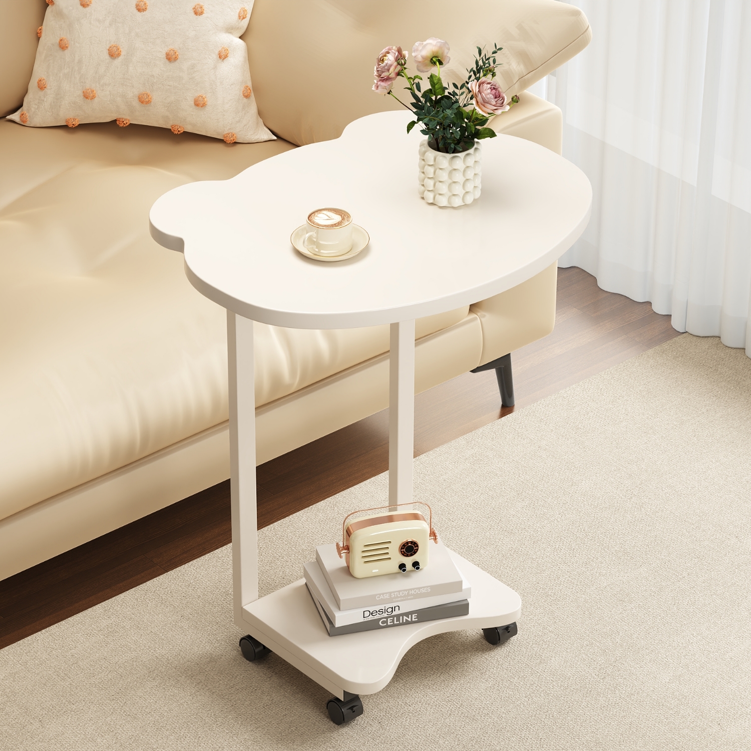 速发意移动沙发边几小型创可茶桌带轮客厅小推车床头柜置物架台几