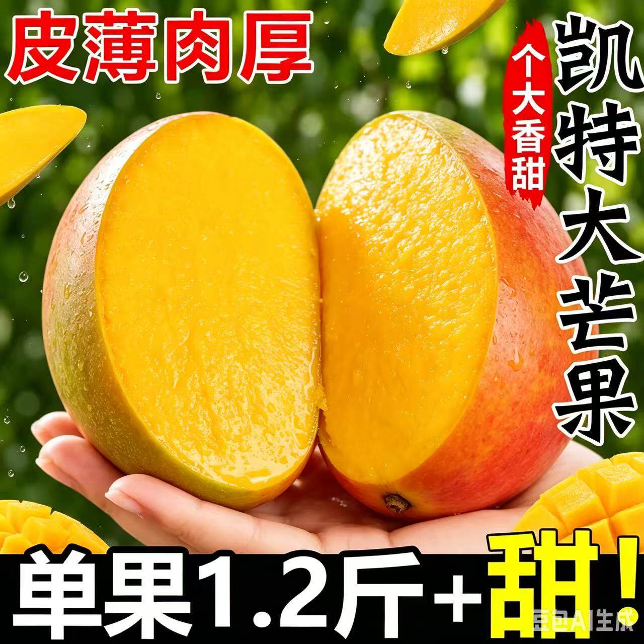 四川攀枝花凯特芒果9斤新鲜水果应季澳芒青整箱包邮特大青果