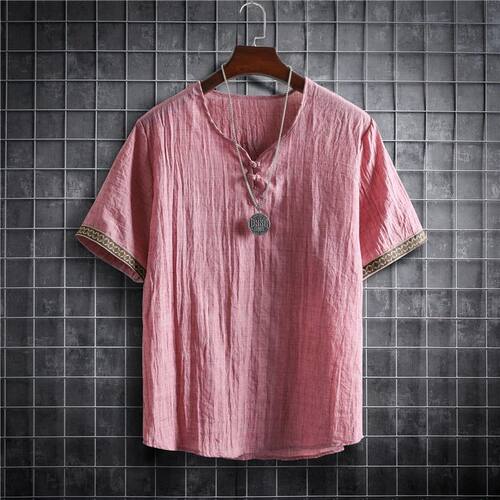 Solid color retro button loose top man纯色复古盘扣宽松上衣男