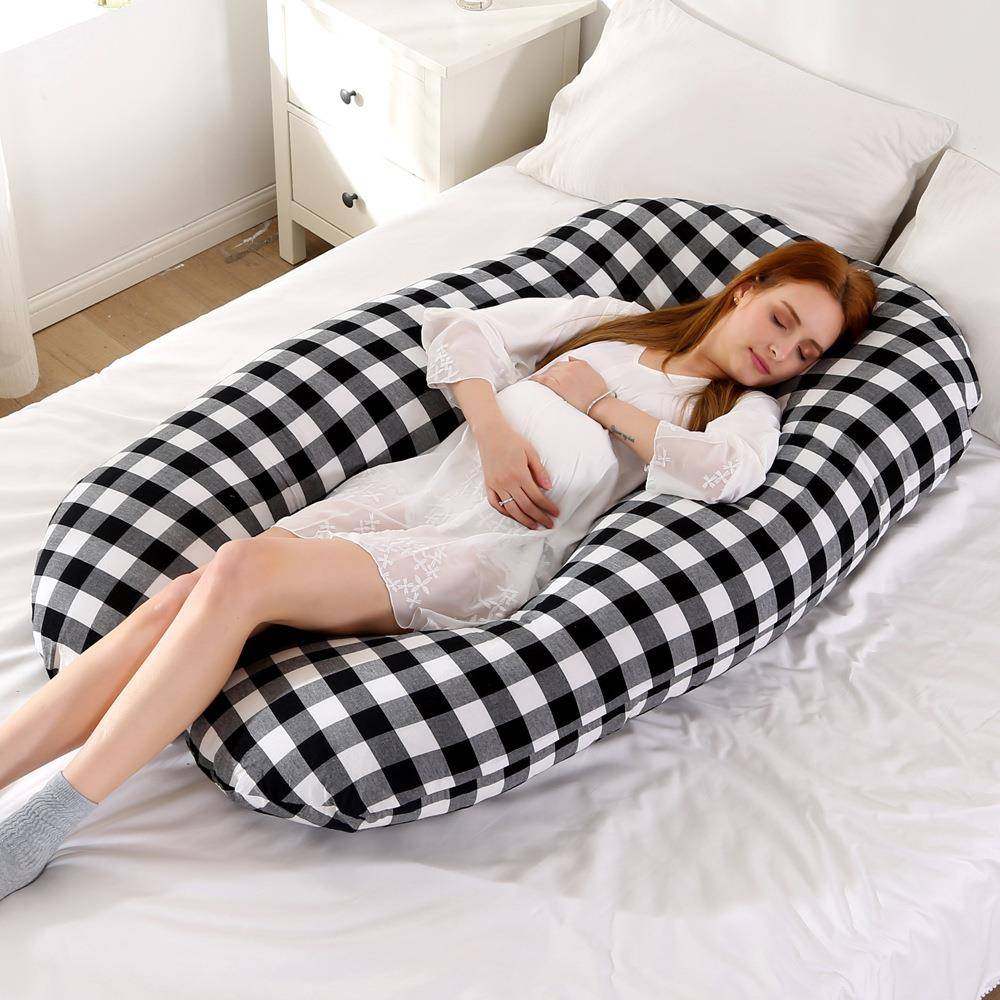 U型水洗棉孕妇110腰枕家用护侧厂睡多功能可拆卸托枕腹靠枕家