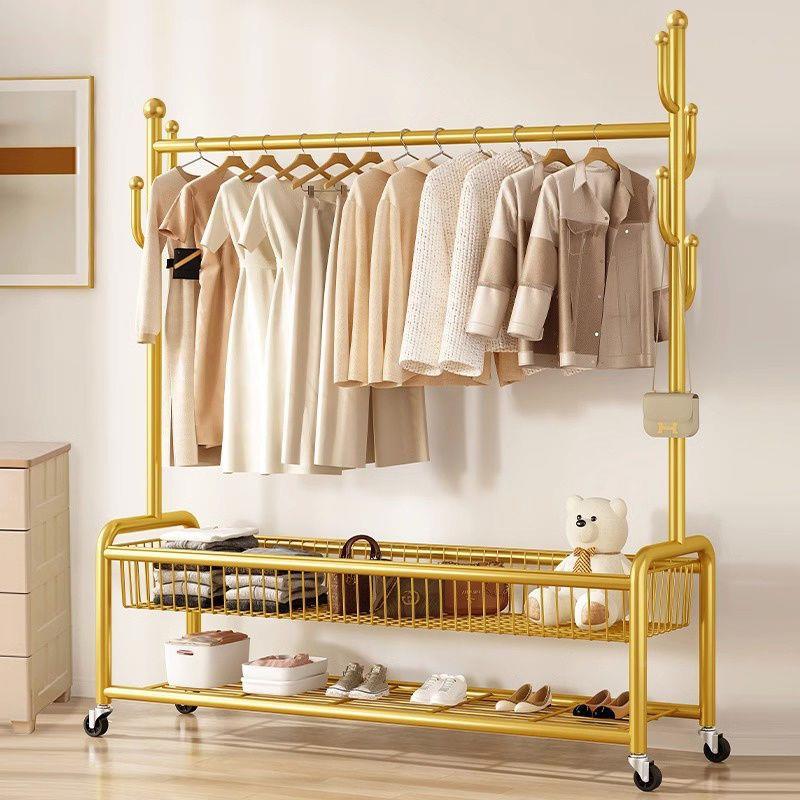 加架粗衣帽卧架家用带轮可移衣动IBG轻奢室挂衣子收纳衣服架落地