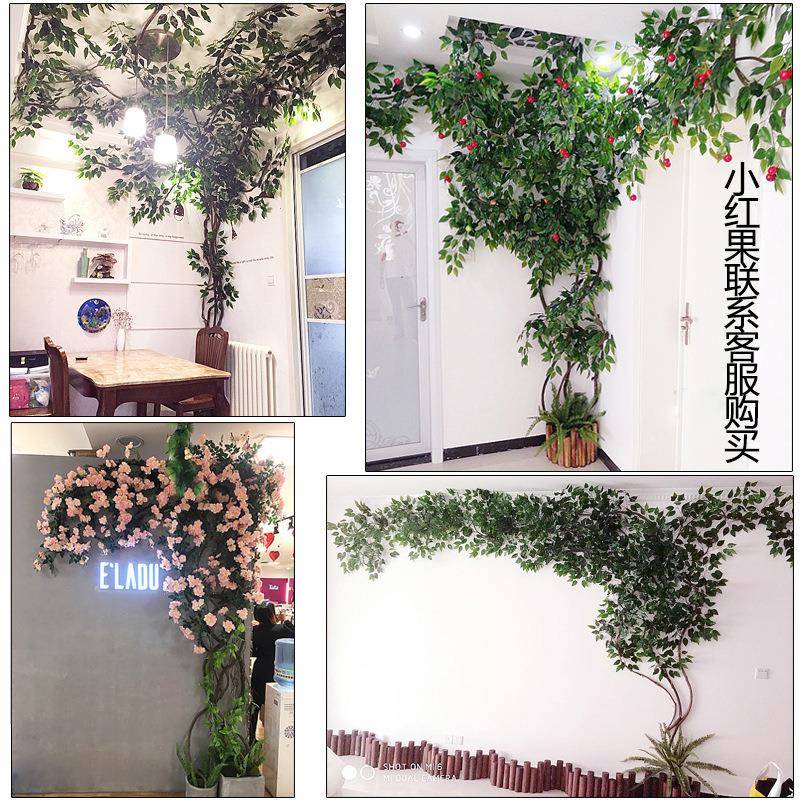 墙树树枝藤假花树藤蔓藤条室内客厅面阳台管道绿植10038028物墙叶