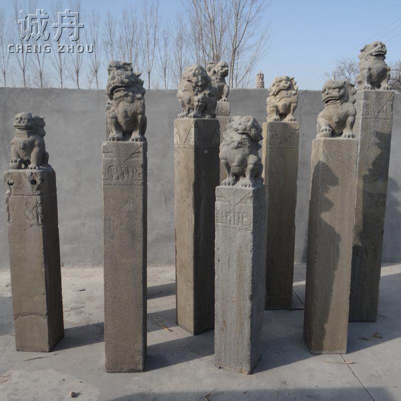 马桩拴石雕青石仿旧古做石狮子貔貅拴马石CZ0061庭院室内装饰柱栓