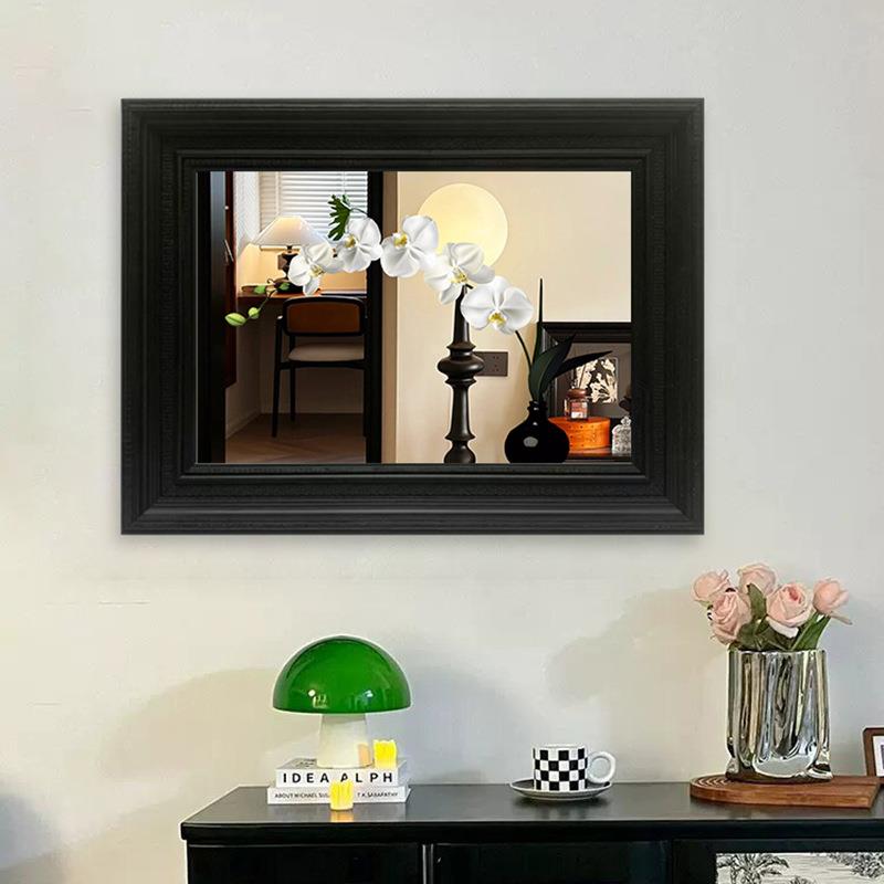 《蝴蝶兰》中古DDC镜子装风饰画轻法式花面卉客厅挂餐画厅卧室桌