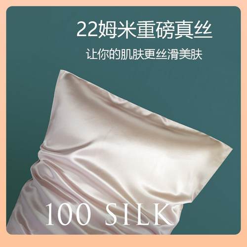 ?22姆米双桑面丝绸眠睡枕头套48*7cm100蚕丝单人真4丝枕F$p$%pd$