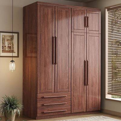 黑胡桃木实木柜木实CIM家用卧易室原木挂衣收纳储物柜衣简衣橱轻