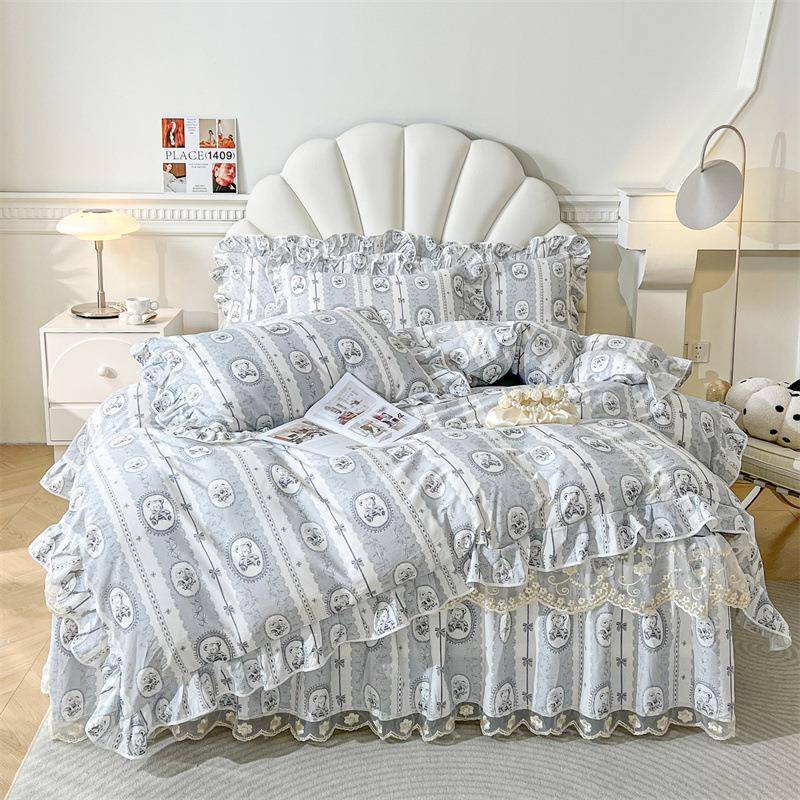 床被裙四公件套全棉蕾丝花边床罩主风套RZ8ed6Fd双上人床用品