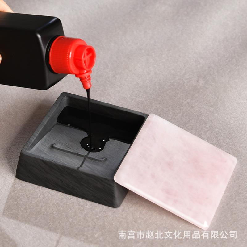 砚台书法带盖手工正方砚小楷毛笔研台细墨池精墨海砚墨石盛砚DGN