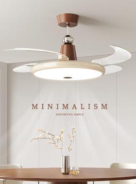 风扇灯现代简灯约新款体隐形电扇一灯61345奶油护眼卧风室餐厅灯