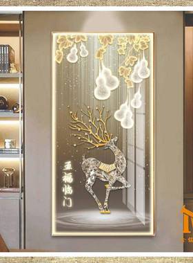 轻奢画挂式福临门玄关装简饰画现代约客厅晶69806钻楼梯走廊过五