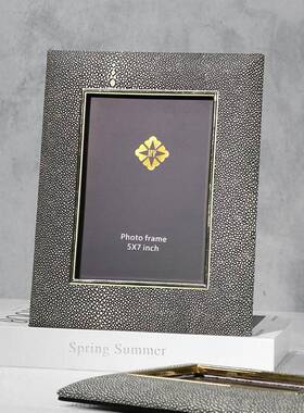 代简约创意皮质相框皮样革相框摆桌面6寸7寸像台框卧室软装搭现配