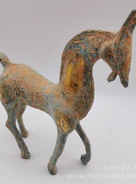 仿古物件真品青铜器鎏HGF工艺品摆件古玩马收藏送礼博古架金装老