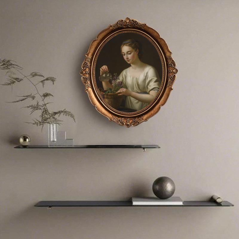 椭圆装饰画相框物人肖像画框客厅酒店艺欧式树脂JII相术框镜挂框