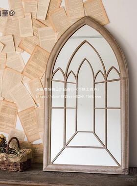 掬麦涵复古假窗户装饰地法式壁50095镜子落试衣玄关客厅壁炉镜民