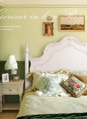 美式WFM轻奢实床现代简约白色1.8双人床1.木5古复法风式床奶油公