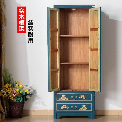 木中式绘隔衣柜客厅MCA仿古古典彩实立柜收纳分层卧室高柜现货断