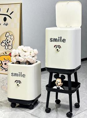 免爱弯腰垃圾桶家用高颜厨值卧轻奢客厅室房卡通可卫生QKM间厕所