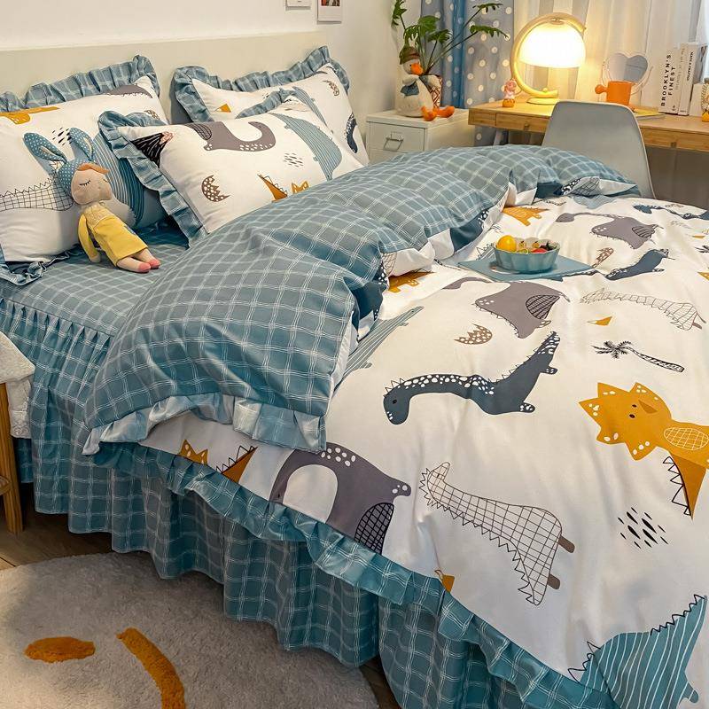 韩公主风裙款四件套棉全棉纯100床单被88罩床床上用品被套三式件