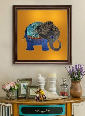 美式玄关装对饰画大象画走廊过道餐58858挂画入厅户门正墙画酒店