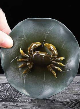 兴紫砂茶宠可变台色螃养蟹茶桌茶茶道摆件宜茶艺茶具zccc027配件