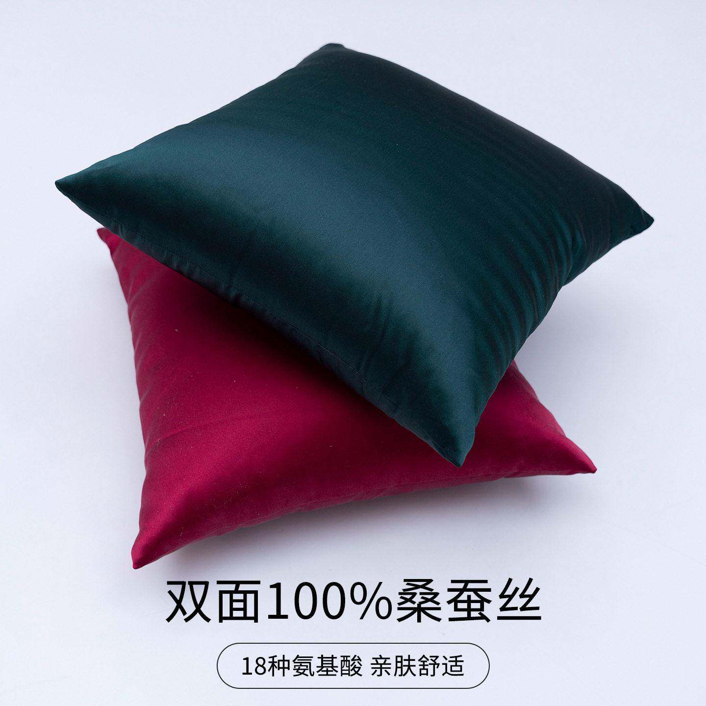 真丝抱枕桑气蚕丝久公室护腰枕亲3003肤透软汽车柔靠枕沙发坐靠背