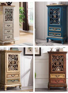 美式新式款实木欧复古手绘镂空厅容储客IMJ物门厅隔断柜大量茶水