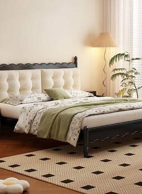 中古风实木床简约云5朵软包复古床现代温莎1.小户型1人.8法式RWC